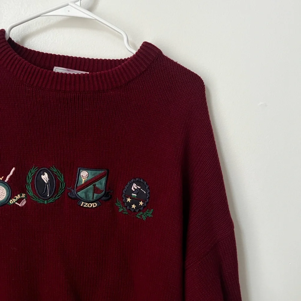 Izod Men's Maroon Crewneck Sweater with Embroidery
